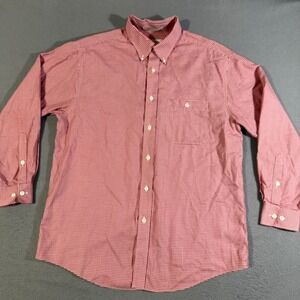Orvis Men's Long Sleeve Button Down Shirt Red White Gingham Checkered Plaid LG‎